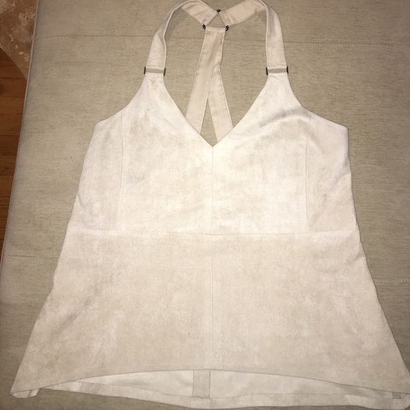 BCBG Off White Suede Halter Tank Top - Picture 2 of 3